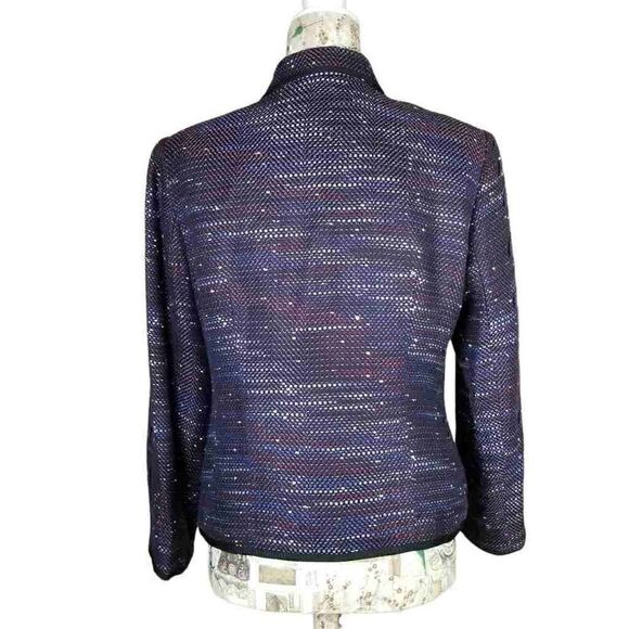 Sag Harbor Shades of Purple Soft Tweed Lightweight Cropped Zip Up Jacket - Picture 6 of 10